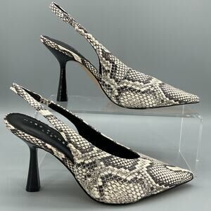 NEW Marc Fisher Women’s Esther Slingback Dress Pumps White Snake Size 6M